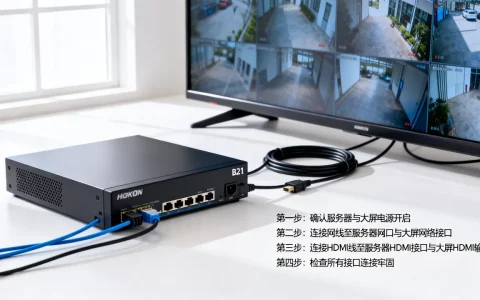 海康服务器和B21大屏怎么连接？，详细接线步骤是什么。
