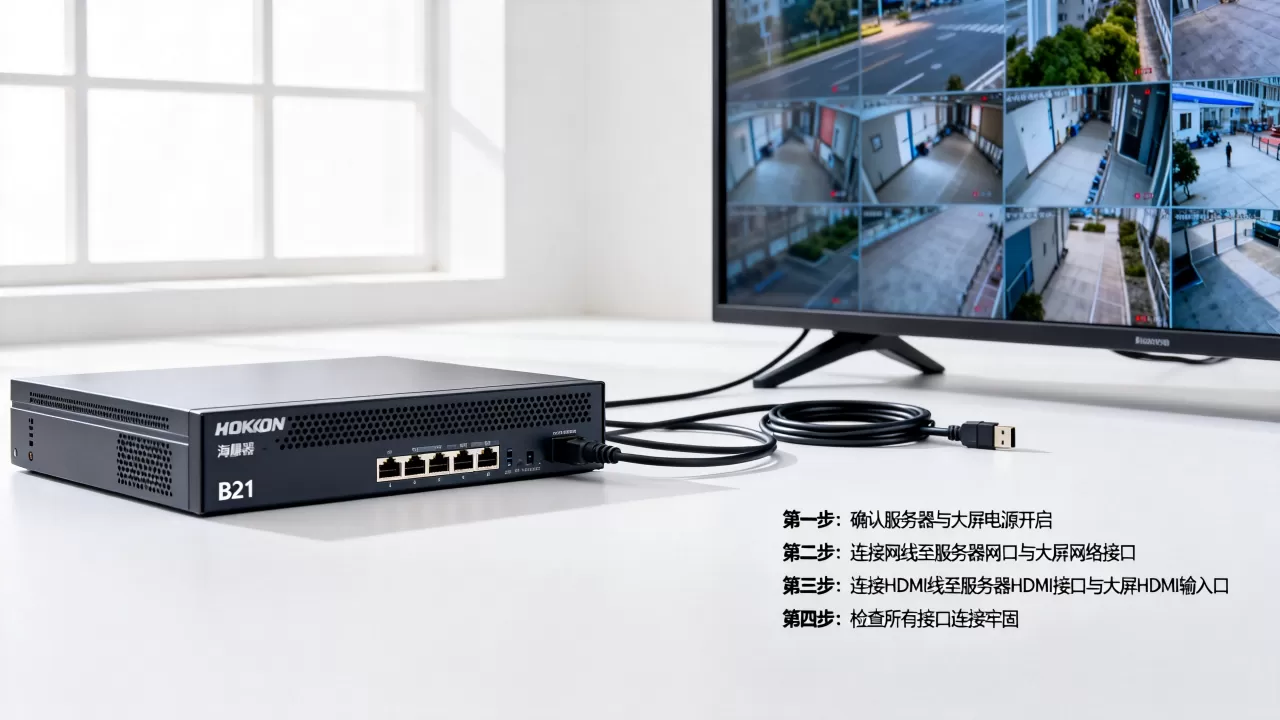 海康服务器和B21大屏怎么连接?,详细接线步骤是什么。 海康服务器和B21大屏怎么连接?,详细接线步骤是什么。