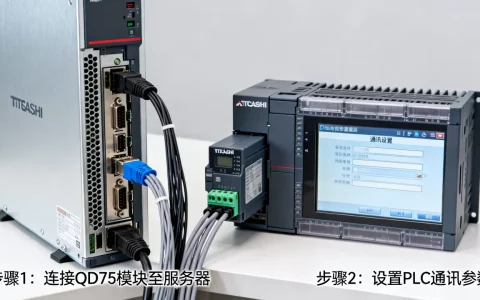 三菱服务器怎么连接QD75模块？，PLC通讯怎么设置？