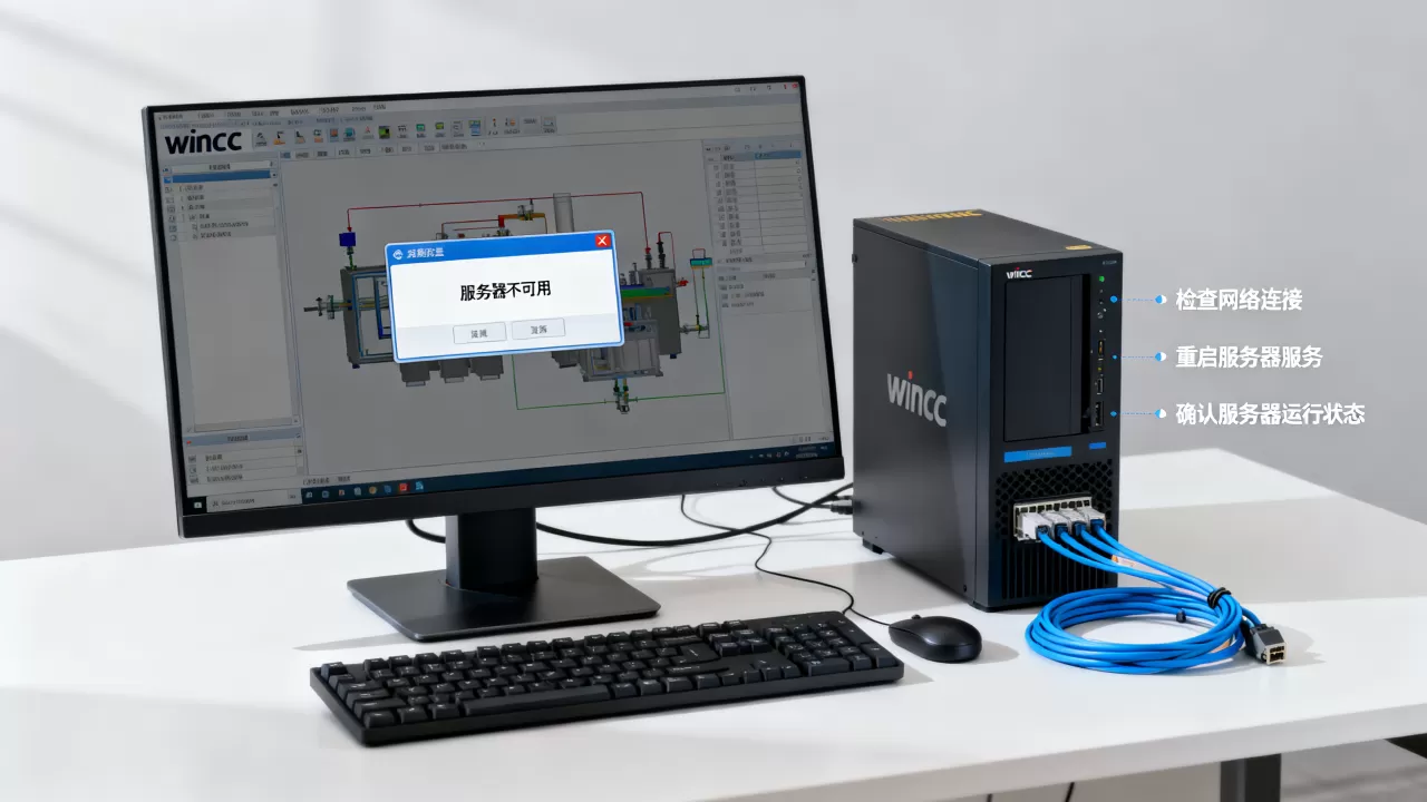 为什么打开wincc提示服务器不可用,怎么办 为什么打开wincc提示服务器不可用,怎么办
