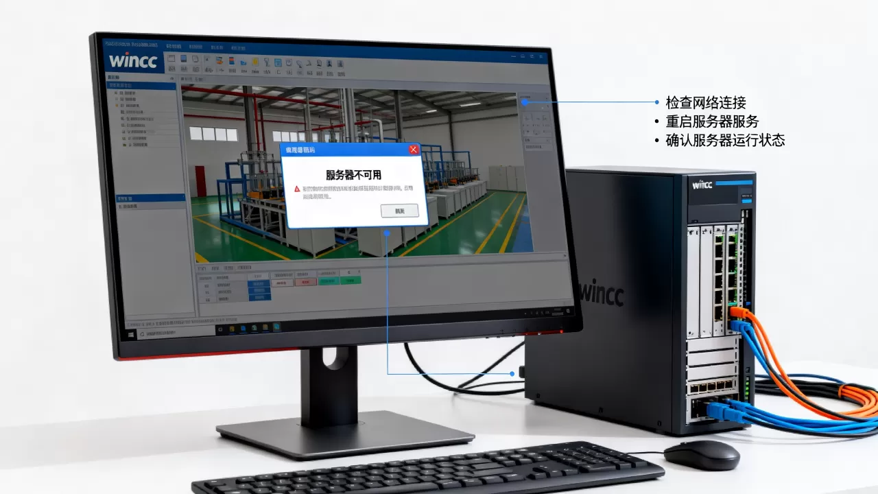 为什么打开wincc提示服务器不可用,怎么办 为什么打开wincc提示服务器不可用,怎么办