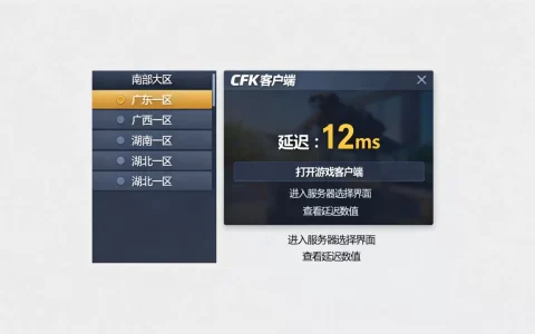 CF南部大区包括哪些服务器，怎么查询服务器延迟？