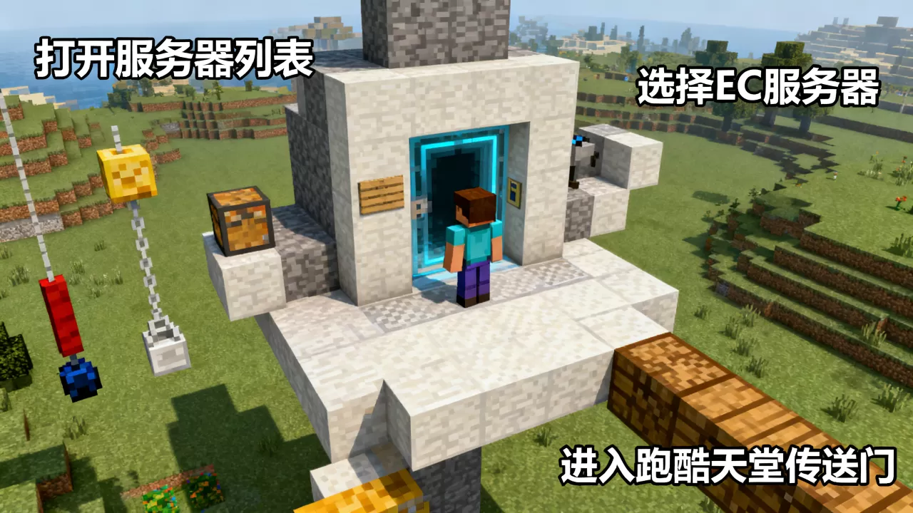 我的世界EC服务器怎么去跑酷天堂,跑酷天堂怎么进入? 我的世界EC服务器怎么去跑酷天堂,跑酷天堂怎么进入?