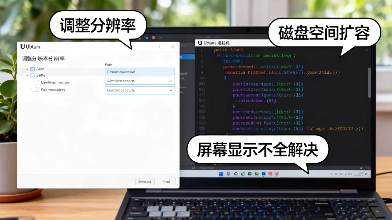 虚拟机Ubuntu太小怎么办?调整分辨率与磁盘空间扩容技巧,Ubuntu虚拟机屏幕显示不全如何解决? 虚拟机Ubuntu太小怎么办?调整分辨率与磁盘空间扩容技巧,Ubuntu虚拟机屏幕显示不全如何解决?