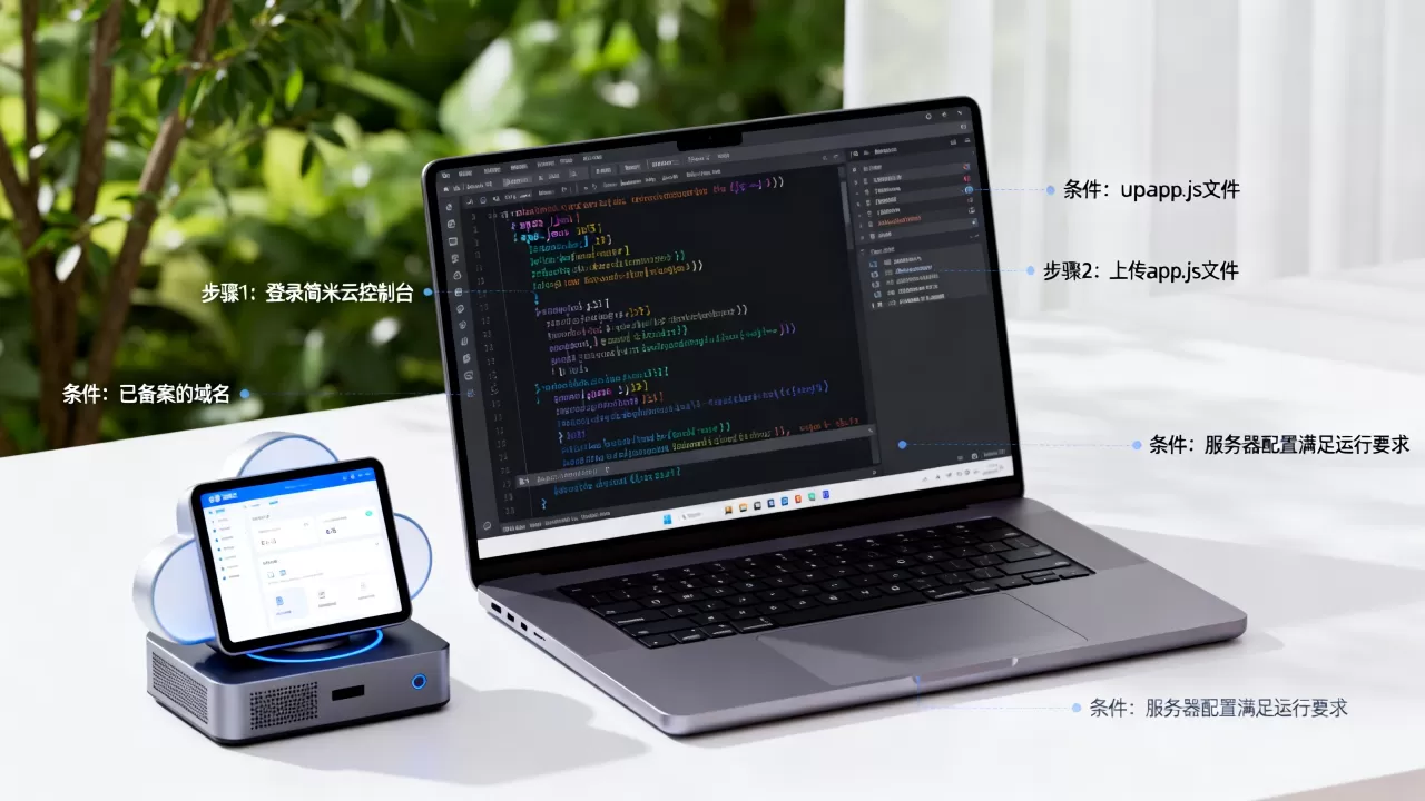 怎么把app.js部署到简米云服务器?,需要什么条件。 怎么把app.js部署到简米云服务器?,需要什么条件。