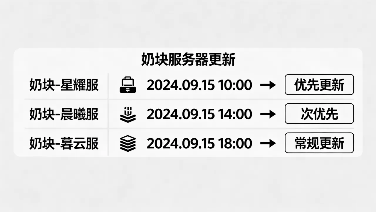 奶块哪些服务器最先更新,优先更新顺序是什么 奶块哪些服务器最先更新,优先更新顺序是什么