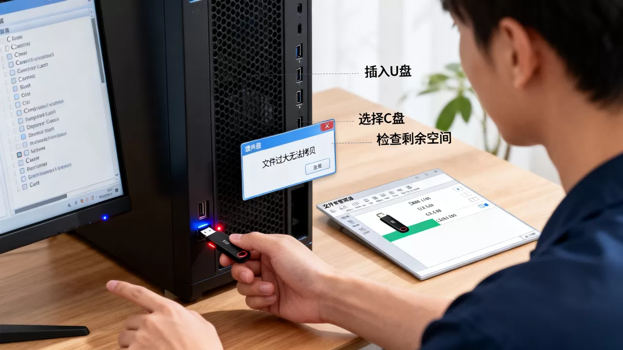 怎么用U盘拷贝到服务器C盘,U盘拷贝文件时提示过大怎么办? 怎么用U盘拷贝到服务器C盘,U盘拷贝文件时提示过大怎么办?