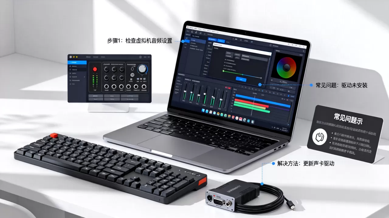 虚拟机声音测试怎么操作?环境配置与常见问题解决指南,虚拟机没声音怎么办 虚拟机声音测试怎么操作?环境配置与常见问题解决指南,虚拟机没声音怎么办