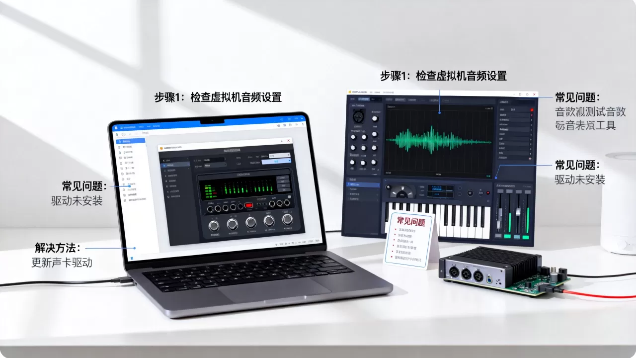 虚拟机声音测试怎么操作?环境配置与常见问题解决指南,虚拟机没声音怎么办 虚拟机声音测试怎么操作?环境配置与常见问题解决指南,虚拟机没声音怎么办