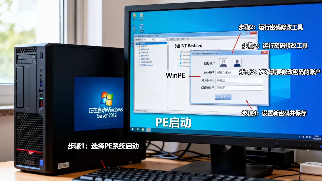 如何从PE进入服务器修改Win2012密码,具体操作步骤是什么? 如何从PE进入服务器修改Win2012密码,具体操作步骤是什么?