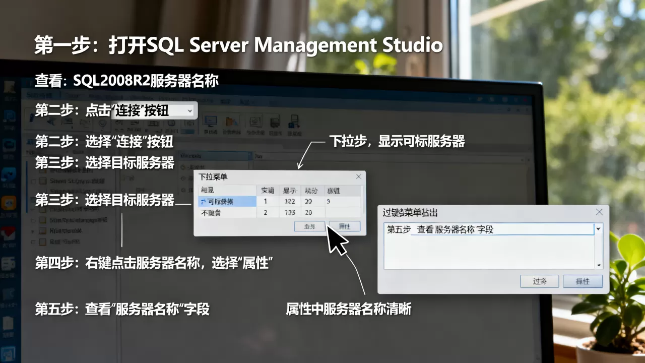 sql2008r2服务器名称在哪看,详细步骤是什么? sql2008r2服务器名称在哪看,详细步骤是什么?