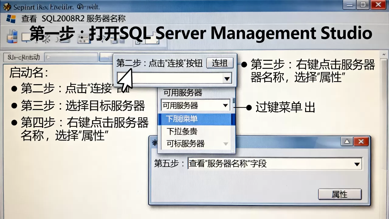 sql2008r2服务器名称在哪看,详细步骤是什么? sql2008r2服务器名称在哪看,详细步骤是什么?