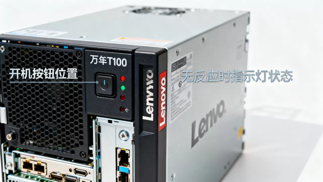 联想万全T100服务器怎么打开?,开机无反应是什么原因。 联想万全T100服务器怎么打开?,开机无反应是什么原因。