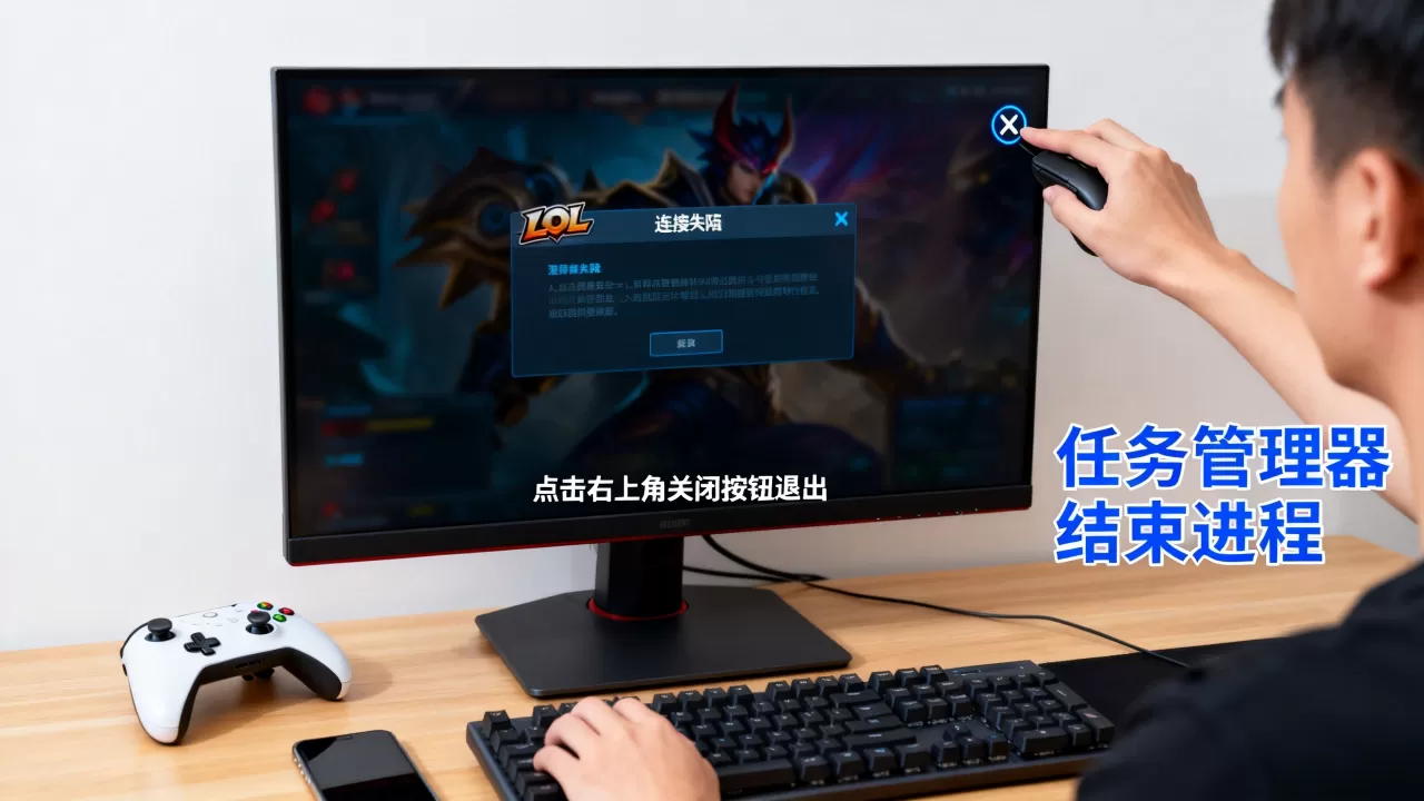 LOL连接不上服务器一直卡着如何退出游戏,怎么办? LOL连接不上服务器一直卡着如何退出游戏,怎么办?
