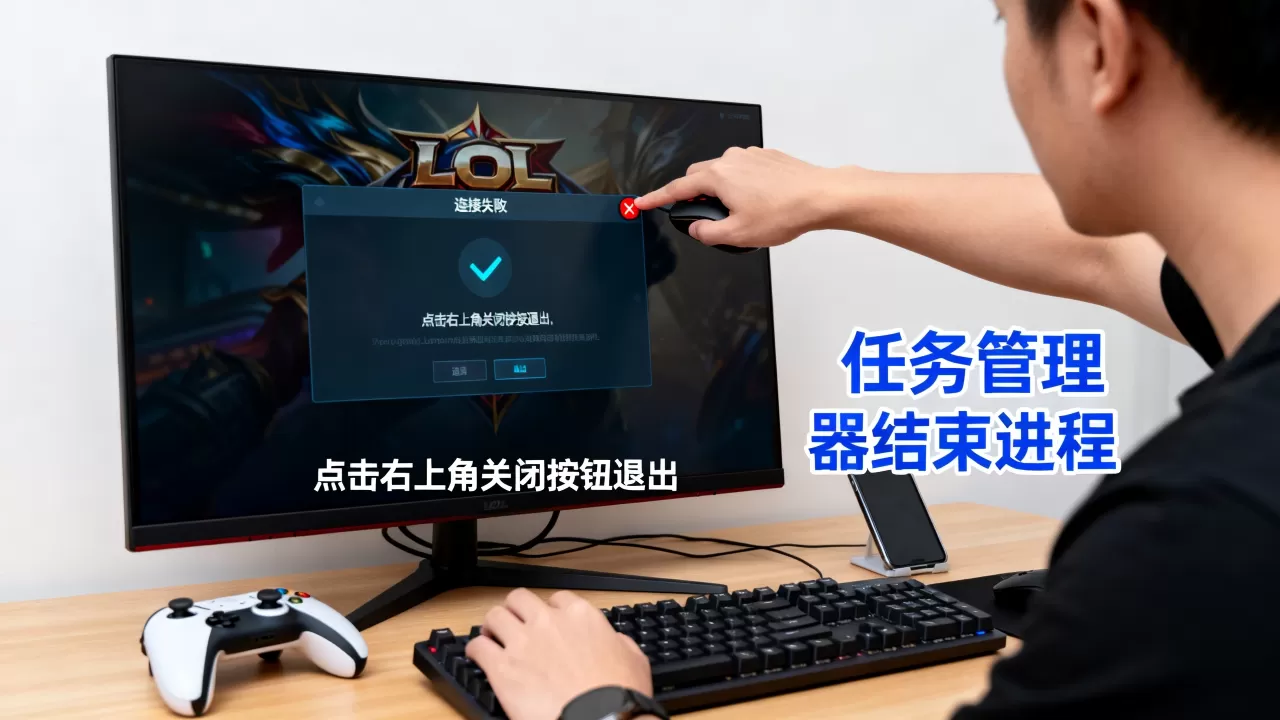 LOL连接不上服务器一直卡着如何退出游戏,怎么办? LOL连接不上服务器一直卡着如何退出游戏,怎么办?
