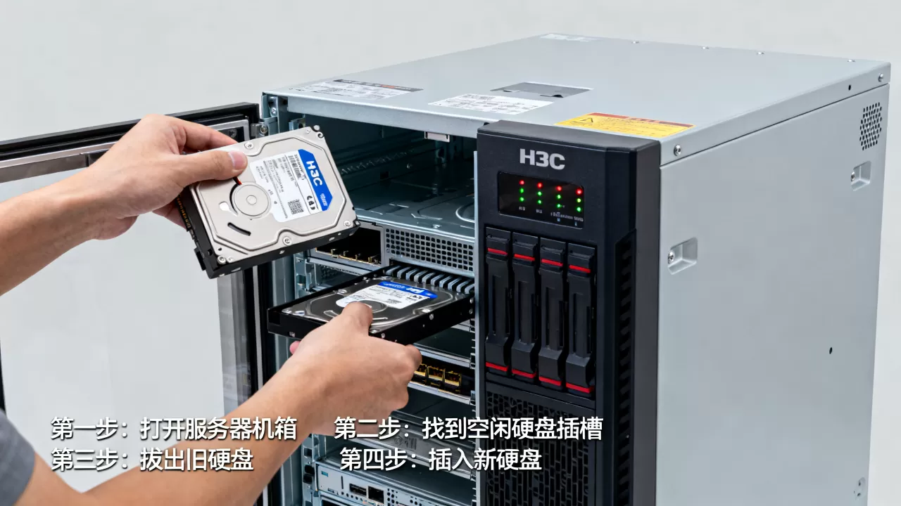 H3C服务器加硬盘怎么做,服务器硬盘热插拔步骤有哪些 H3C服务器加硬盘怎么做,服务器硬盘热插拔步骤有哪些