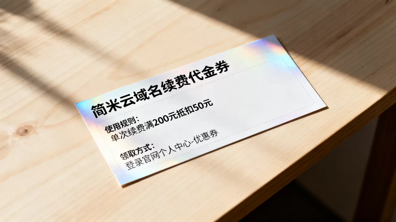 简米云域名续费代金券怎么用?能抵扣多少费用怎么领取? 简米云域名续费代金券怎么用?能抵扣多少费用怎么领取?