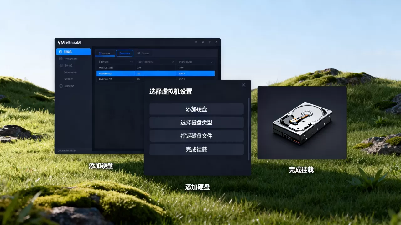 vm虚拟机如何挂载硬盘?新手操作步骤详解,虚拟机硬盘挂载教程 vm虚拟机如何挂载硬盘?新手操作步骤详解,虚拟机硬盘挂载教程