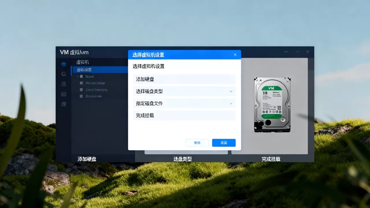 vm虚拟机如何挂载硬盘?新手操作步骤详解,虚拟机硬盘挂载教程 vm虚拟机如何挂载硬盘?新手操作步骤详解,虚拟机硬盘挂载教程