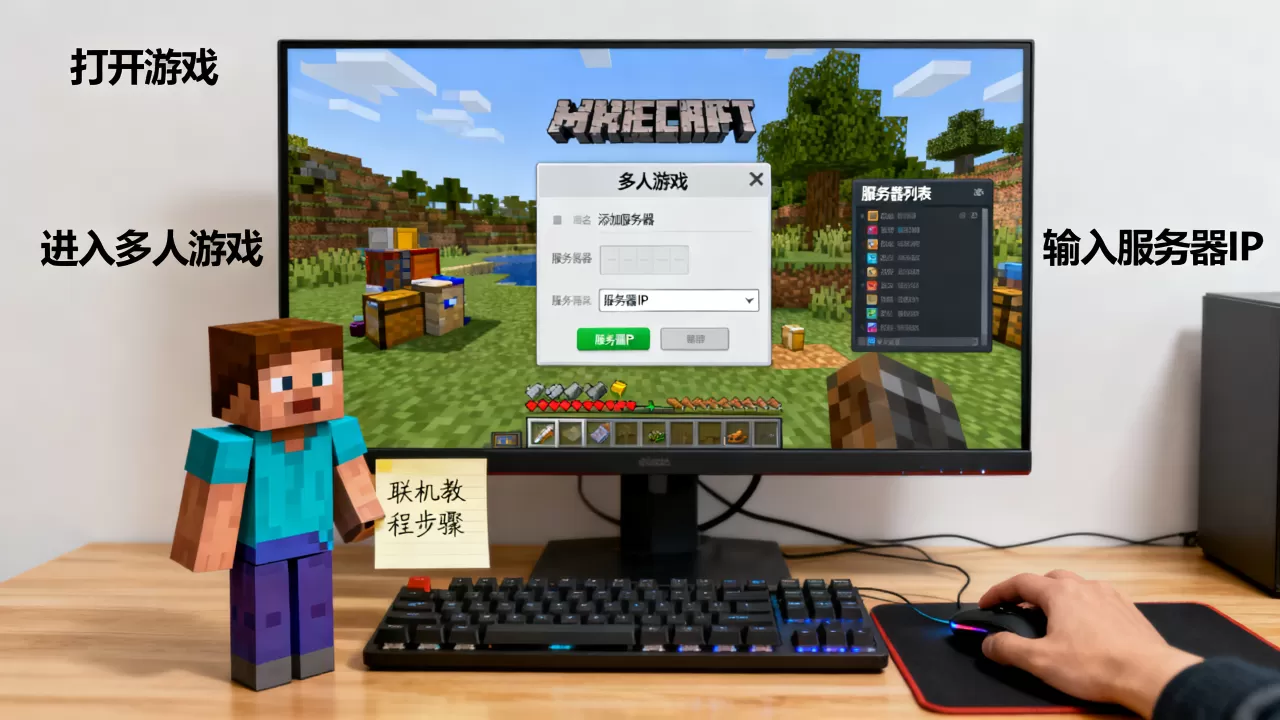 我的世界PC版如何进入别人服务器,联机教程 我的世界PC版如何进入别人服务器,联机教程