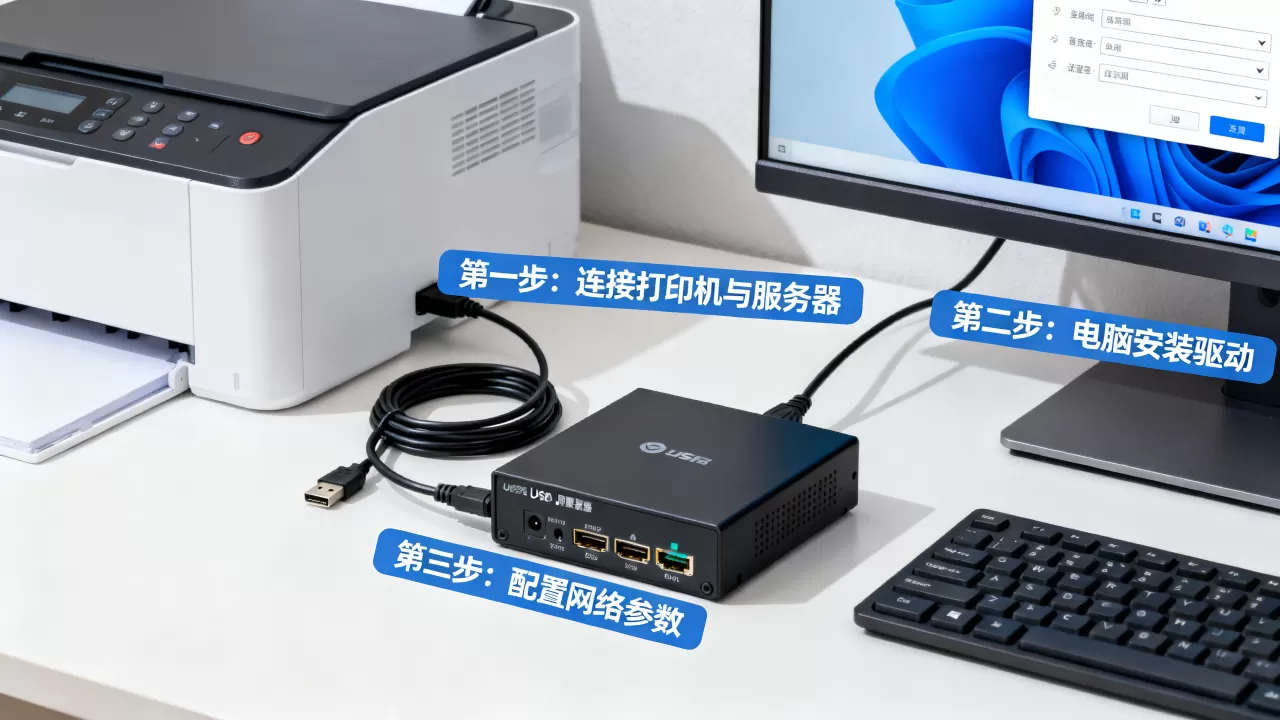 多功能usb打印机服务器怎么设置,电脑连接步骤是什么 多功能usb打印机服务器怎么设置,电脑连接步骤是什么