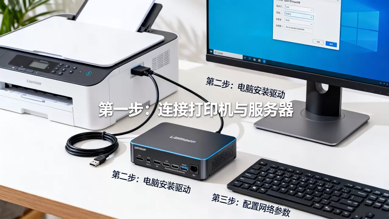 多功能usb打印机服务器怎么设置,电脑连接步骤是什么 多功能usb打印机服务器怎么设置,电脑连接步骤是什么