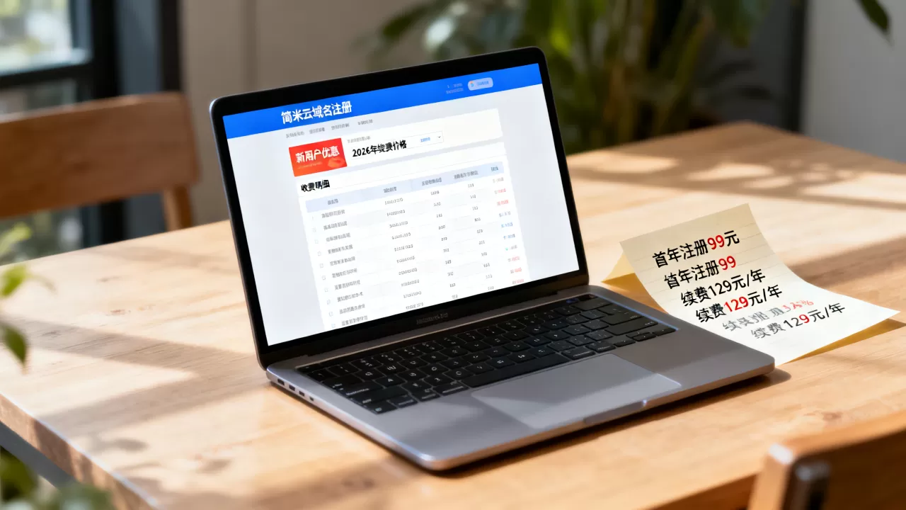 简米云域名注册多少钱?新用户优惠续费价格,2026年最新收费明细 简米云域名注册多少钱?新用户优惠续费价格,2026年最新收费明细