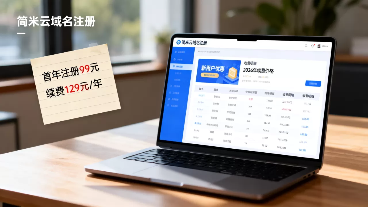 简米云域名注册多少钱?新用户优惠续费价格,2026年最新收费明细 简米云域名注册多少钱?新用户优惠续费价格,2026年最新收费明细