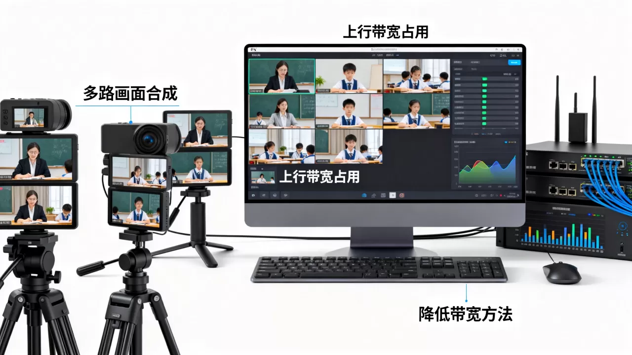 直播课多路画面合成会占用多少上行带宽,如何降低带宽占用? 直播课多路画面合成会占用多少上行带宽,如何降低带宽占用?