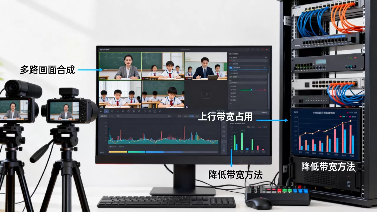 直播课多路画面合成会占用多少上行带宽,如何降低带宽占用? 直播课多路画面合成会占用多少上行带宽,如何降低带宽占用?