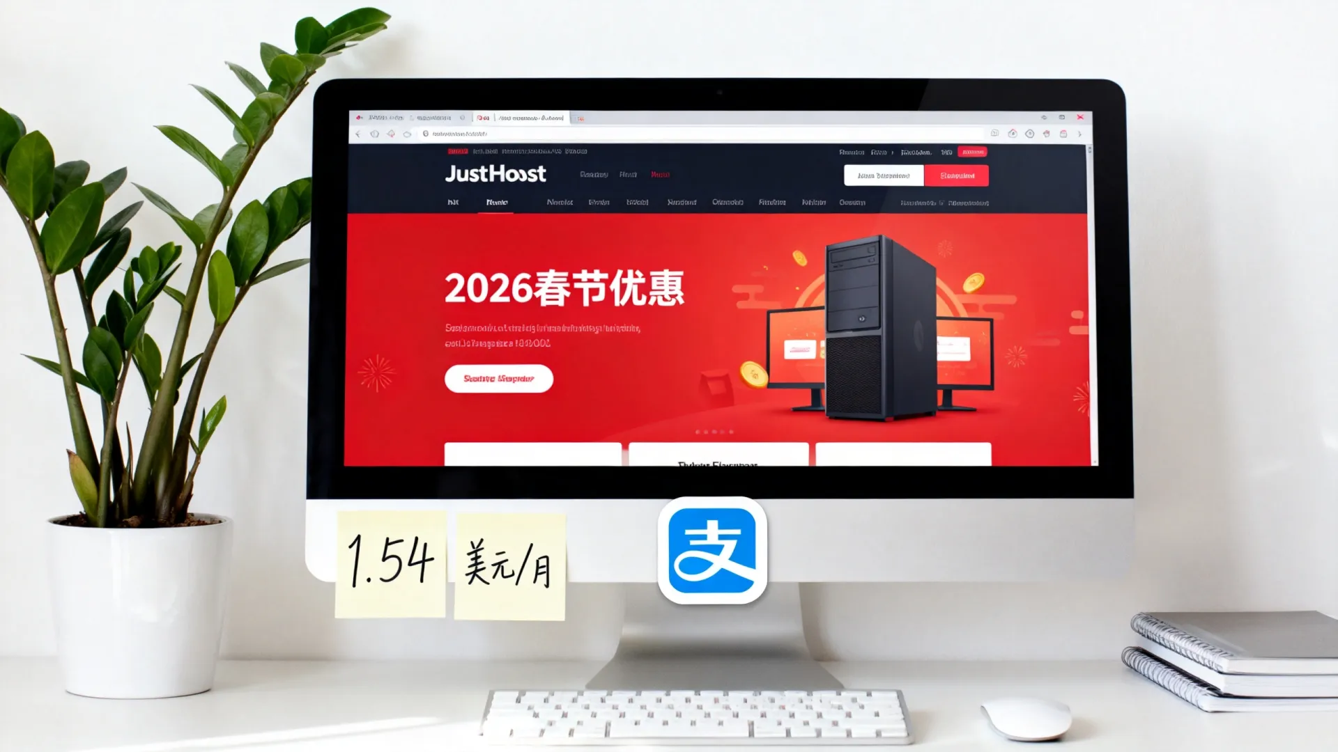 活动期间 justhost2026农历春节优惠,全场优惠45%:1.54美元/月起,全球41机房,支持支付宝/银联/Paypal 活动期间 justhost2026农历春节优惠