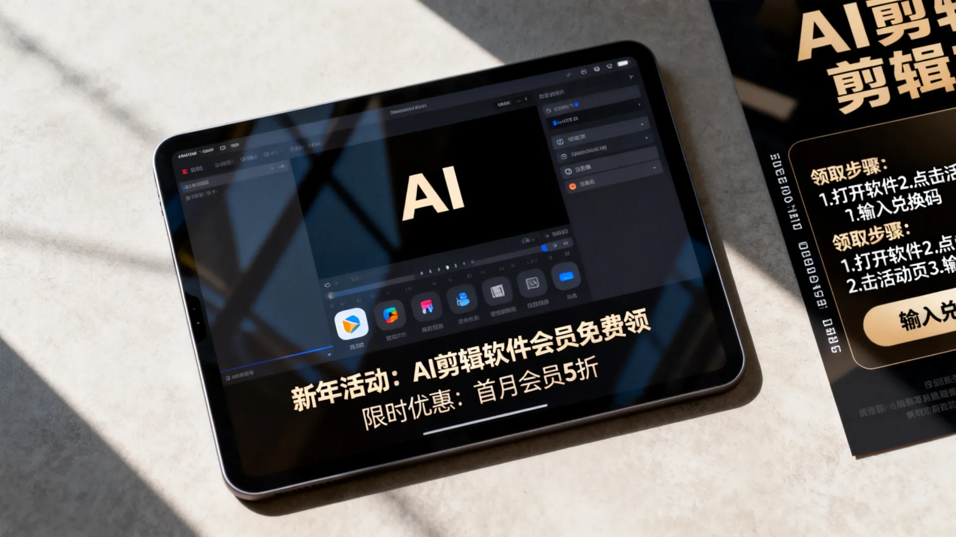 AI剪辑新年活动有哪些优惠，AI剪辑软件怎么免费领会员