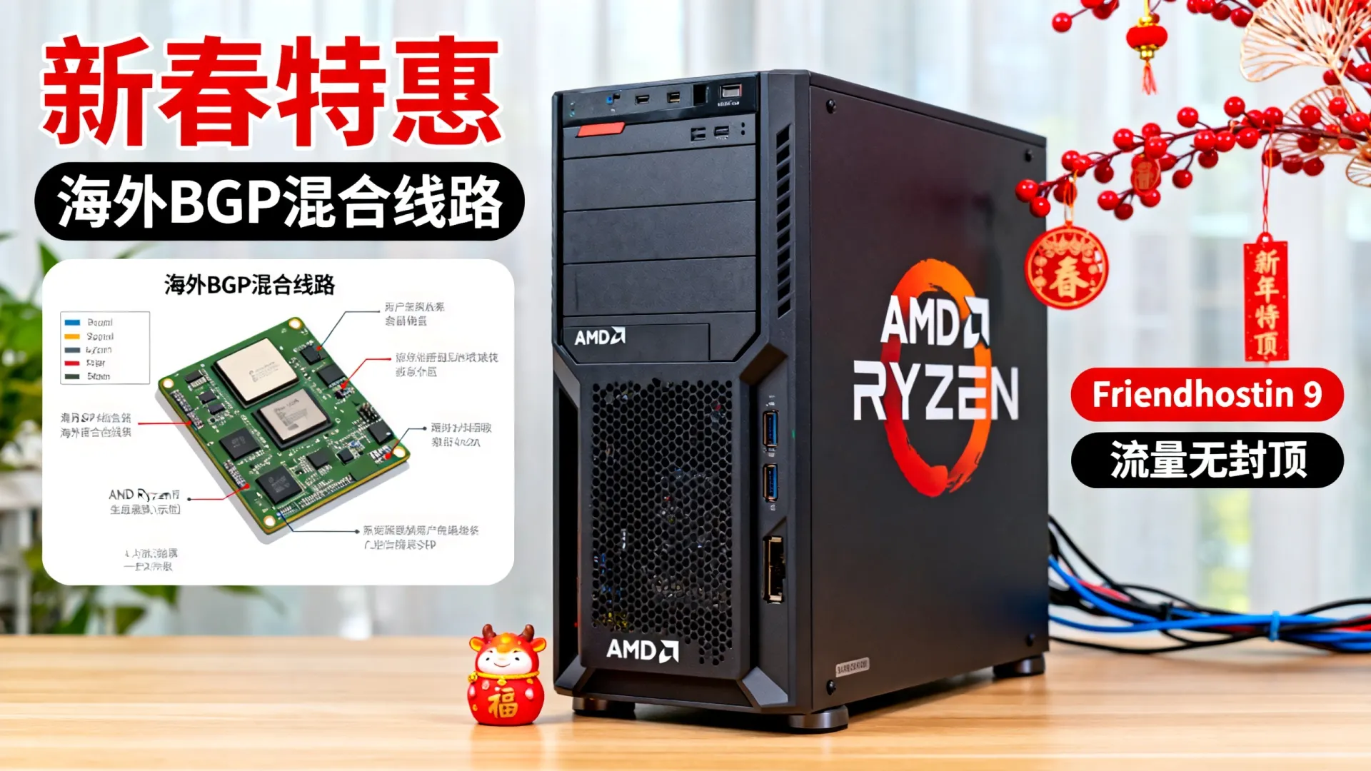 新春特惠海外BGP混合线路怎么样，Friendhosting AMD Ryzen 9流量无封顶吗