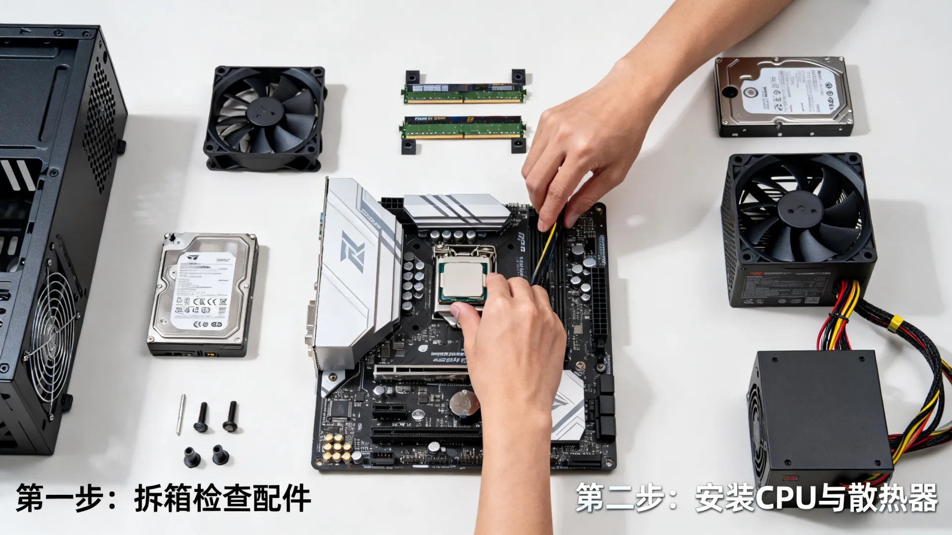 手搓电脑教程图解怎么做？，小白装机步骤有哪些？