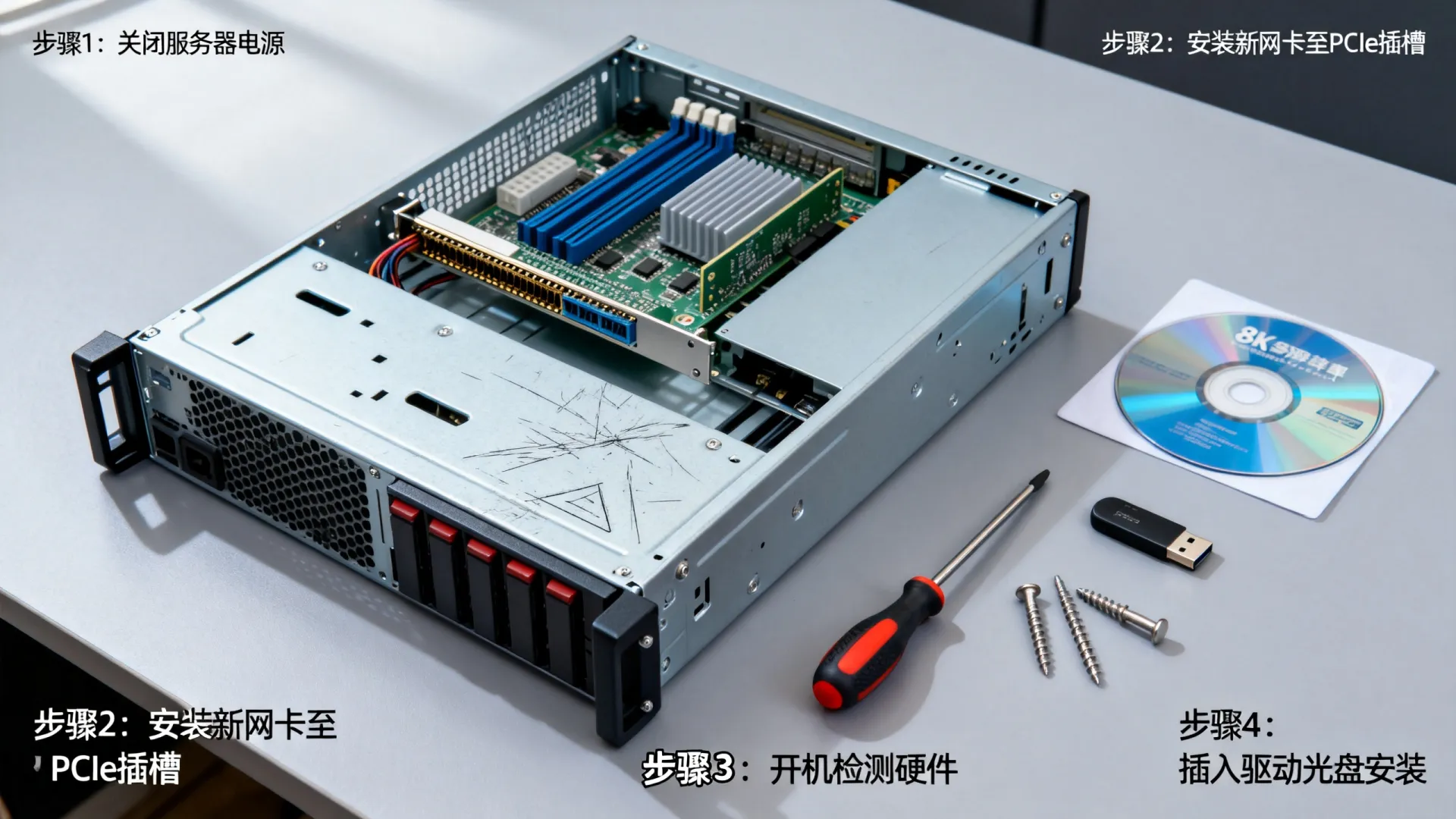 服务器换网卡后没法识别